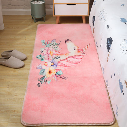 Skorter | Children's Room Rug Multicolored Animal Sketches Rug Cotton Machine Washable Rug