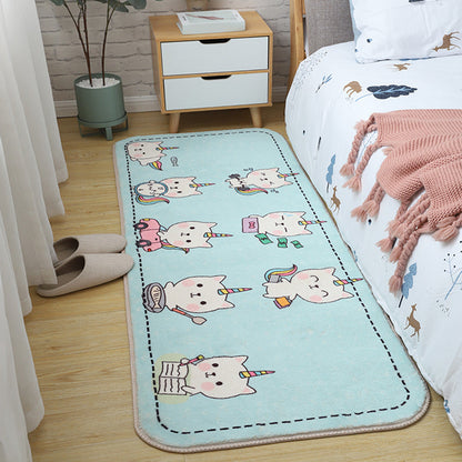 Skorter | Children's Room Rug Multicolored Animal Sketches Rug Cotton Machine Washable Rug