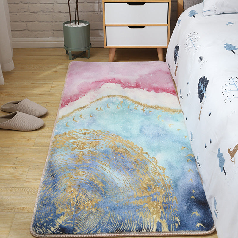 Skorter | Children's Room Rug Multicolored Animal Sketches Rug Cotton Machine Washable Rug