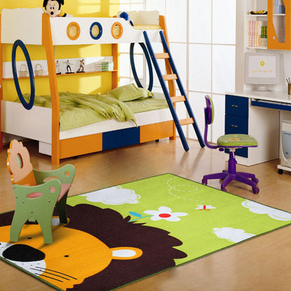 Skorter | Cartoon Kindergarten Area Rug Multi Colored Animal Pattern Rug Polypropylene Non-Slip Backing Pet-Friendly Washable Rug