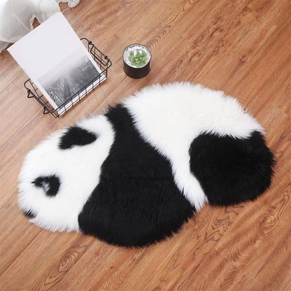 Skorter | Cute Panda Print Rug Black and White Kids Rug Polyester Stain Resistant Machine Washable Non-Slip Backing Carpet for Bedroom