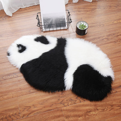 Skorter | Cute Panda Print Rug Black and White Kids Rug Polyester Stain Resistant Machine Washable Non-Slip Backing Carpet for Bedroom