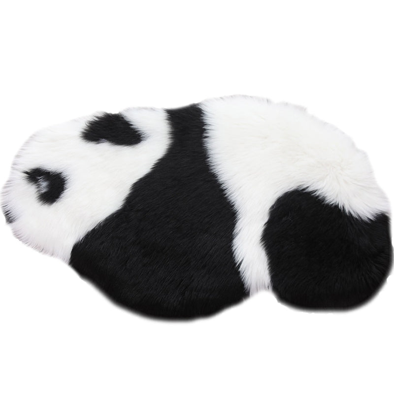 Skorter | Cute Panda Print Rug Black and White Kids Rug Polyester Stain Resistant Machine Washable Non-Slip Backing Carpet for Bedroom