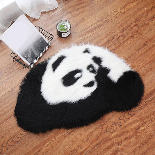Skorter | Fluffy Kids Rug Black and White Panda Pet Friendly Washable Non-Slip Back Rug for Kids Room