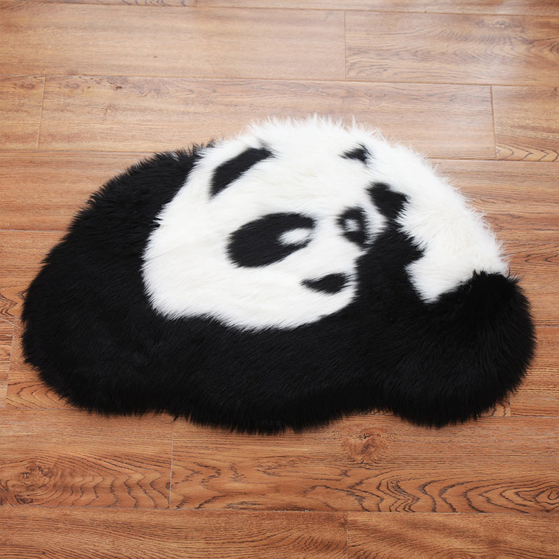 Skorter | Fluffy Kids Rug Black and White Panda Pet Friendly Washable Non-Slip Back Rug for Kids Room