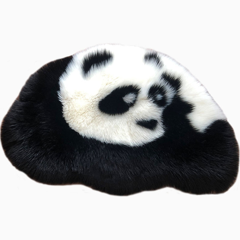 Skorter | Fluffy Kids Rug Black and White Panda Pet Friendly Washable Non-Slip Back Rug for Kids Room