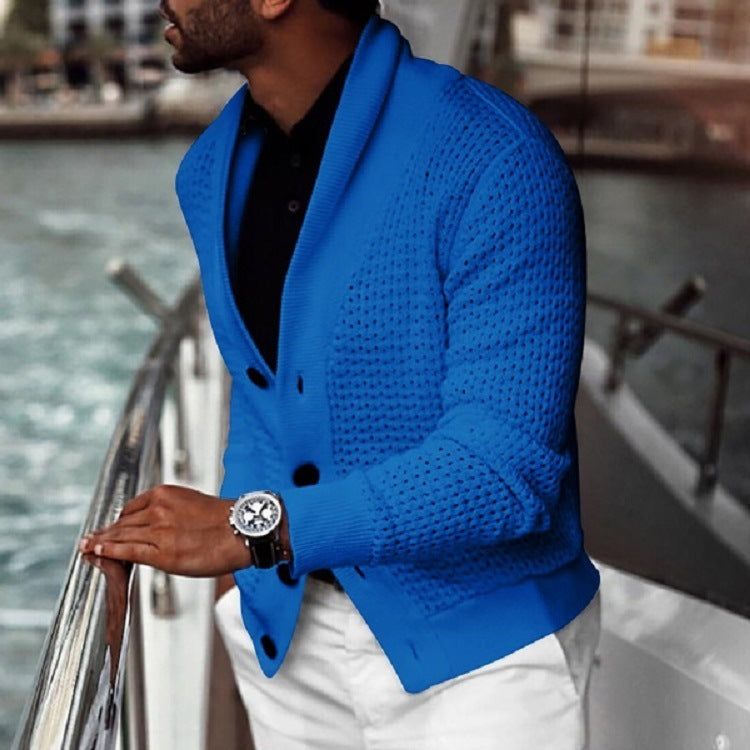 Men's cardigan with textured design and elegant shawl collar Skorter