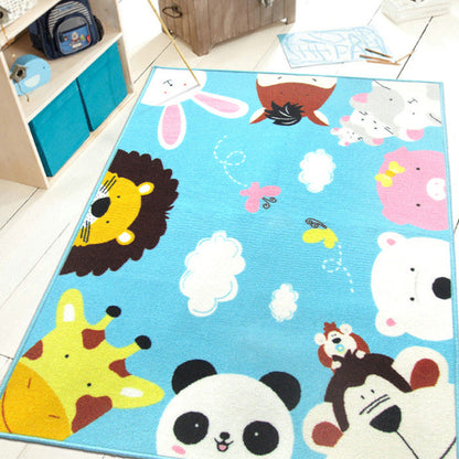 Skorter | Colorful Back for Children Multi Color Animal Pattern Carpet Synthetic Stain Resistant Non-Slip Back Machine Washable Carpet for Preschool