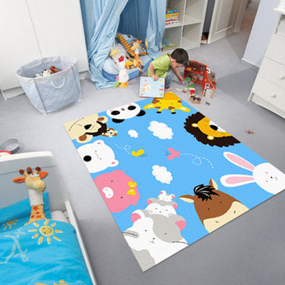 Skorter | Colorful Back for Children Multi Color Animal Pattern Carpet Synthetic Stain Resistant Non-Slip Back Machine Washable Carpet for Preschool