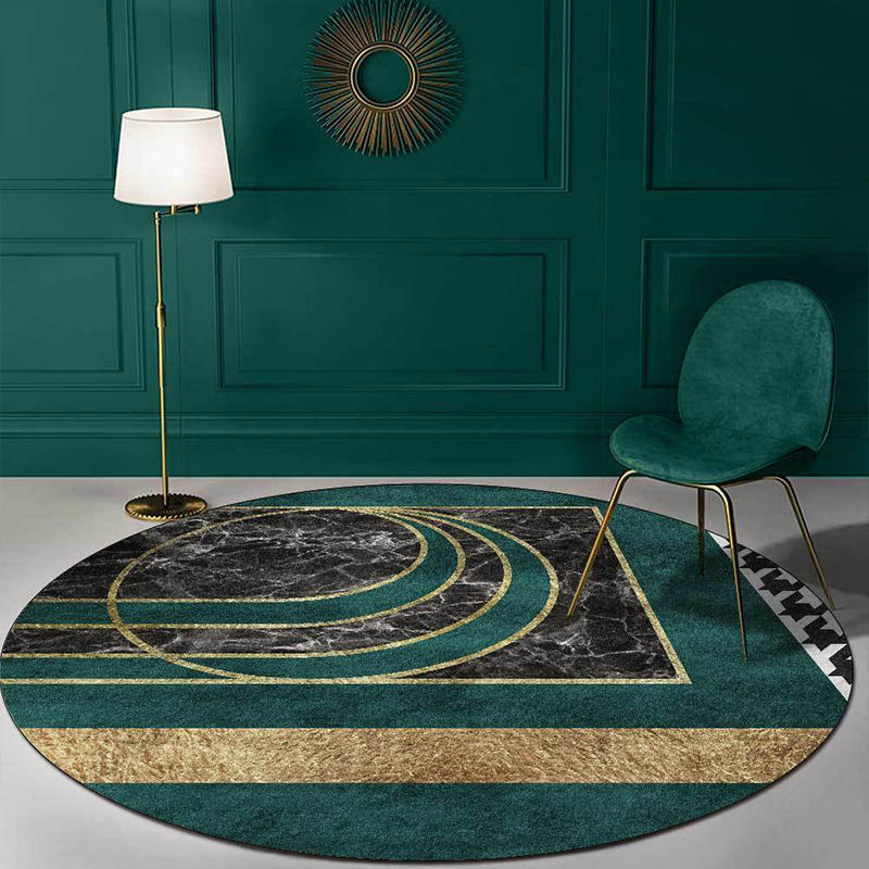 Skorter | Glam Mid-Century Rug Multicolor Marble Look Rug Pet Friendly Stain Resistant Non-Slip Back Rug for Living Room