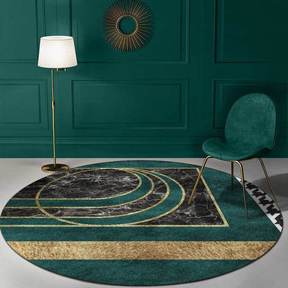 Skorter | Glam Mid-Century Rug Multicolor Marble Look Rug Pet Friendly Stain Resistant Non-Slip Back Rug for Living Room