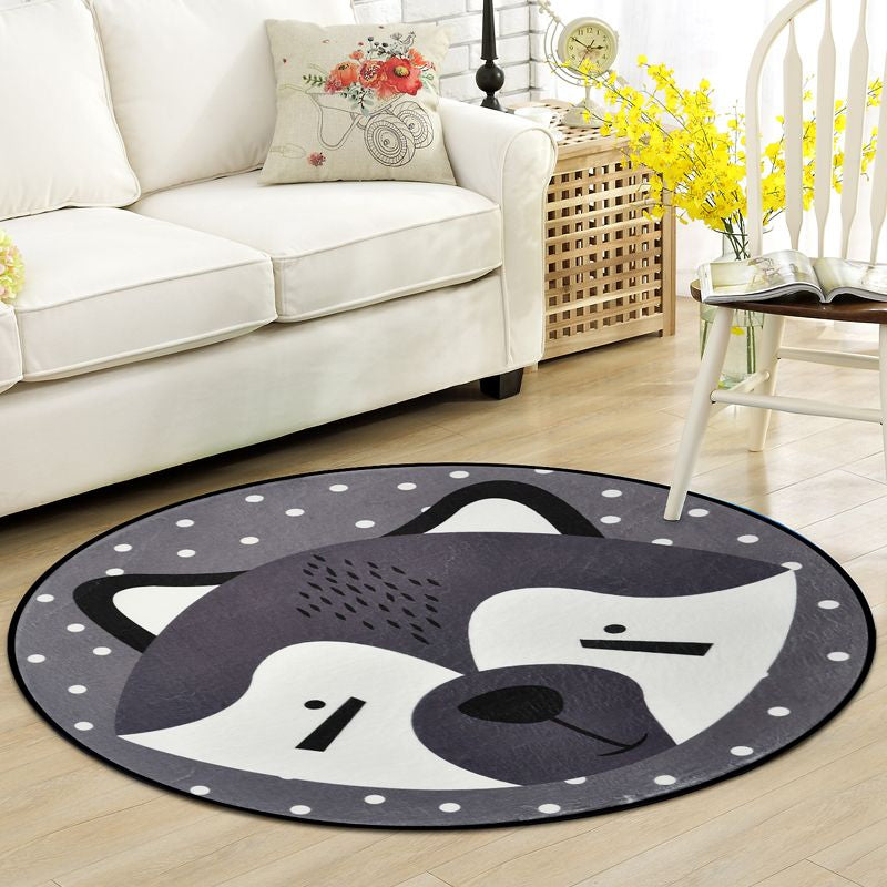 Skorter | Creative Cartoon Area Rug Multi Colors Animals with Dotted Background Carpet Washable Pet Friendly Non-Slip Rug for Children's Room