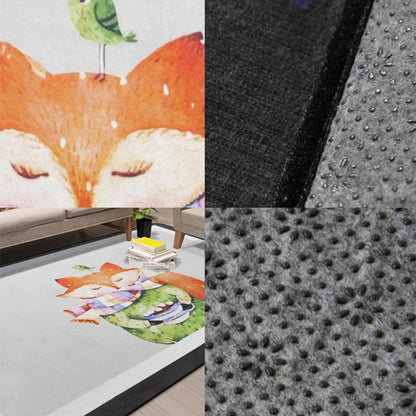 Skorter | Cartoon Animal Gentleman Rug Multicolor Polypropylene Rug Washable Pet Friendly Non-Slip Underlay Rug for Living Room