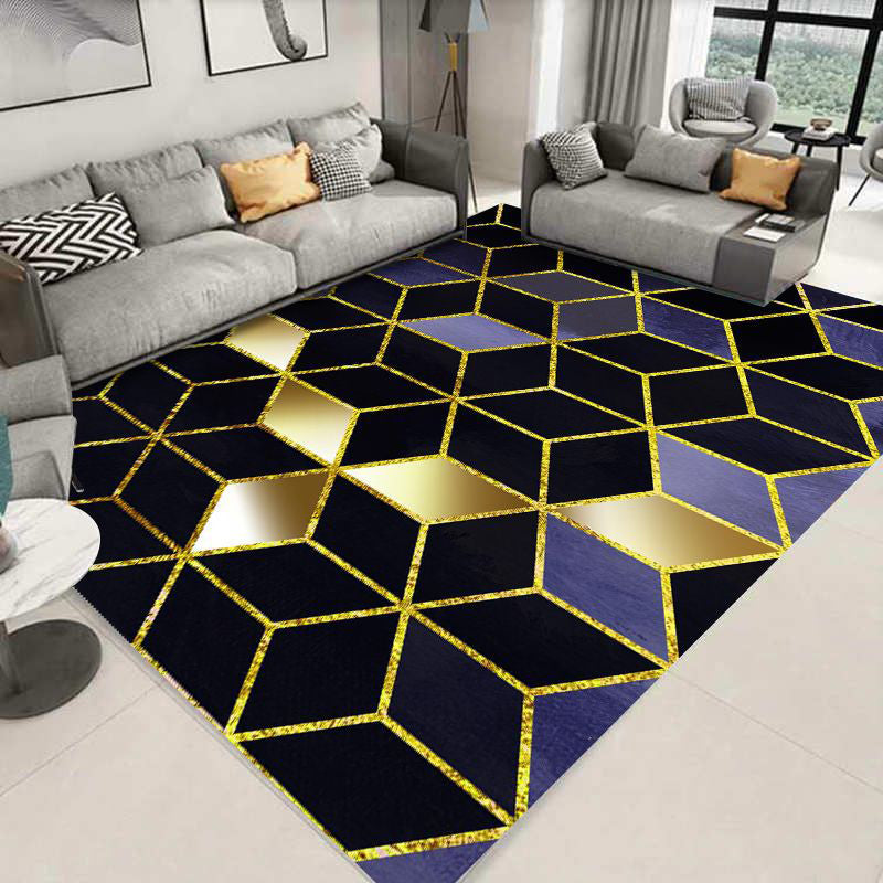 Skorter | Glam 3D Print Geometric Rug Multicolored Modern Rug Polyester Pet Friendly Stain Resistant Non-Slip Rug for Home