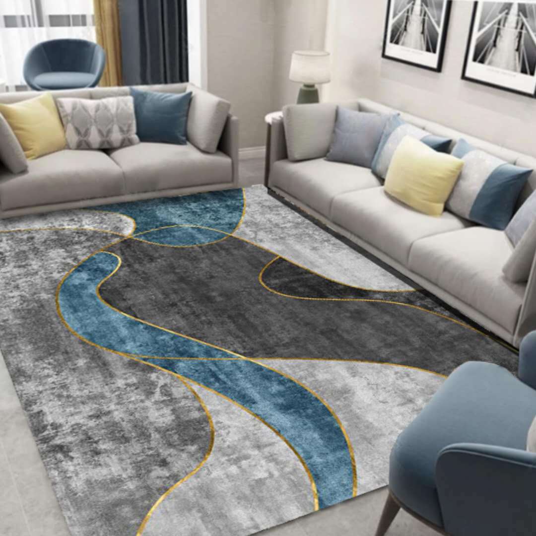 Skorter | Glam 3D Print Geometric Rug Multicolored Modern Rug Polyester Pet Friendly Stain Resistant Non-Slip Rug for Home