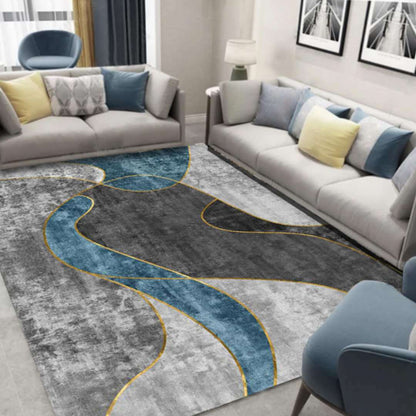 Skorter | Glam 3D Print Geometric Rug Multicolored Modern Rug Polyester Pet Friendly Stain Resistant Non-Slip Rug for Home