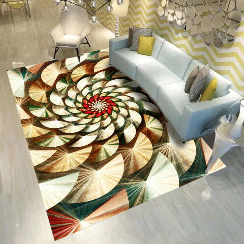 Skorter | Glam 3D Print Geometric Rug Multicolored Modern Rug Polyester Pet Friendly Stain Resistant Non-Slip Rug for Home