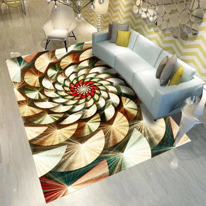 Skorter | Glam 3D Print Geometric Rug Multicolored Modern Rug Polyester Pet Friendly Stain Resistant Non-Slip Rug for Home