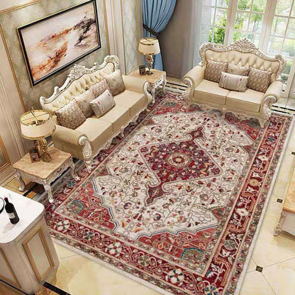 Skorter | Beautiful Floral Pattern Carpet Multicolor Moroccan Style Carpet Polyester Non-Slip Washable Stain Resistant Carpet for Room