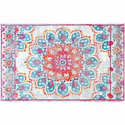 Skorter | Beautiful Floral Pattern Carpet Multicolor Moroccan Style Carpet Polyester Non-Slip Washable Stain Resistant Carpet for Room