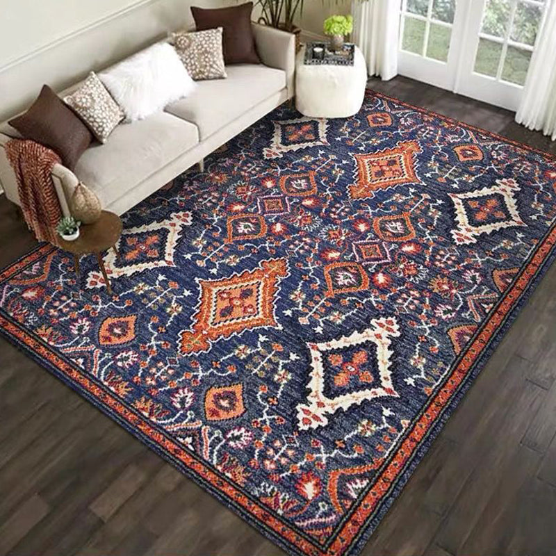 Skorter | Beautiful Floral Pattern Carpet Multicolor Moroccan Style Carpet Polyester Non-Slip Washable Stain Resistant Carpet for Room