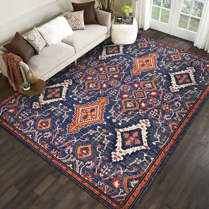 Skorter | Beautiful Floral Pattern Carpet Multicolor Moroccan Style Carpet Polyester Non-Slip Washable Stain Resistant Carpet for Room