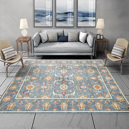 Skorter | Beautiful Floral Pattern Carpet Multicolor Moroccan Style Carpet Polyester Non-Slip Washable Stain Resistant Carpet for Room