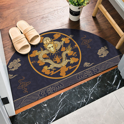 Skorter | Chinoiserie Printed Rug Multi Colored Polypropylene Carpet Anti-Slip Back Pet Friendly Stain Resistant Rug for Door