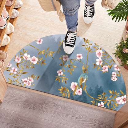 Skorter | Chinoiserie Printed Rug Multi Colored Polypropylene Carpet Anti-Slip Back Pet Friendly Stain Resistant Rug for Door