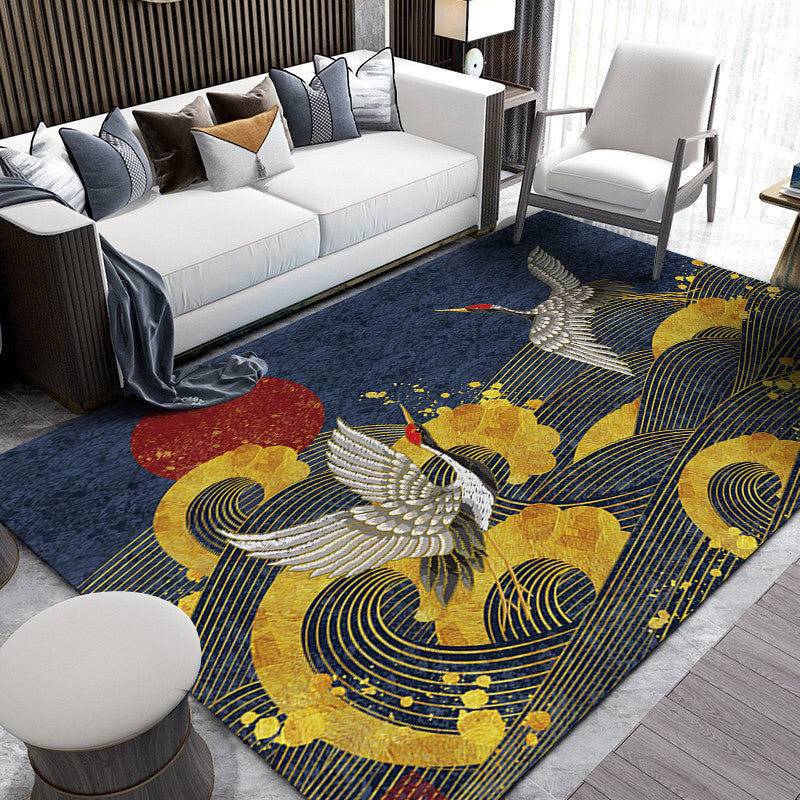 Skorter | Chinese Landscape Drawing Print Rug Multicolored Polyester Rug Non-slip Pet-friendly Stain-resistant Rug for Lounge
