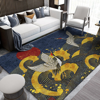 Skorter | Chinese Landscape Drawing Print Rug Multicolored Polyester Rug Non-slip Pet-friendly Stain-resistant Rug for Lounge