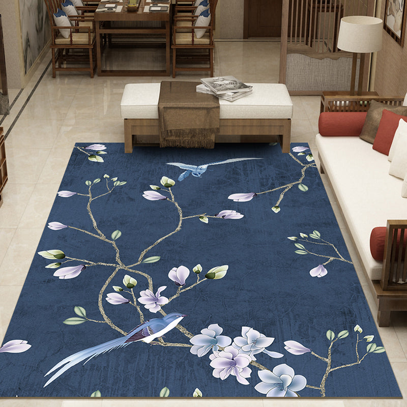 Skorter | Beautiful Multi Color Chinese Carpet Synthetic Floral Print Area Rug Machine Washable Anti-Slip Back Pet Friendly Rug for the Living Room