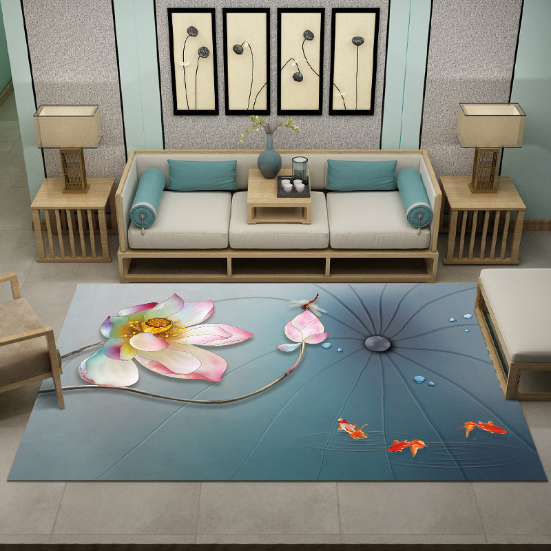 Skorter | Beautiful Multi Color Chinese Carpet Synthetic Floral Print Area Rug Machine Washable Anti-Slip Back Pet Friendly Rug for the Living Room