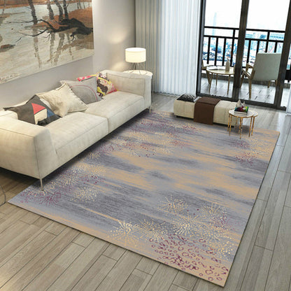 Skorter | Asian Abstract Painting Carpet Multi-Color Polypropylene Area Rug Machine Washable Non-Slip Back Stain Resistant Rug for Large Room
