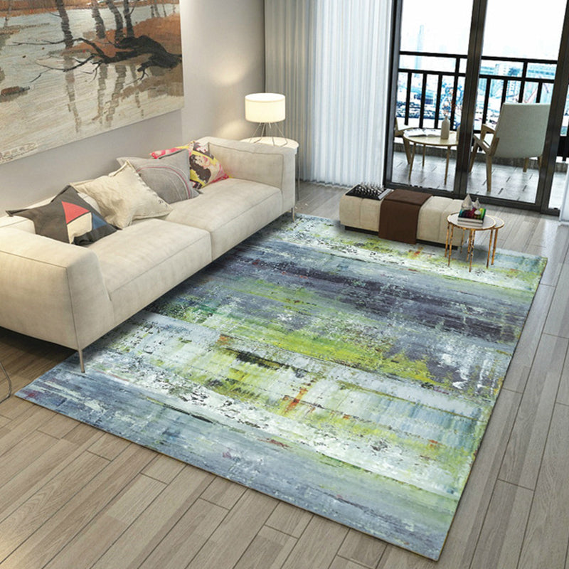 Skorter | Asian Abstract Painting Carpet Multi-Color Polypropylene Area Rug Machine Washable Non-Slip Back Stain Resistant Rug for Large Room