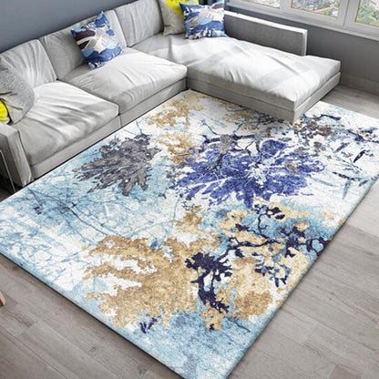 Skorter | Chic Oriental Rug Polyester Flower Botanical Rug Non-slip Machine Washable Pet-friendly Carpet for Living Room
