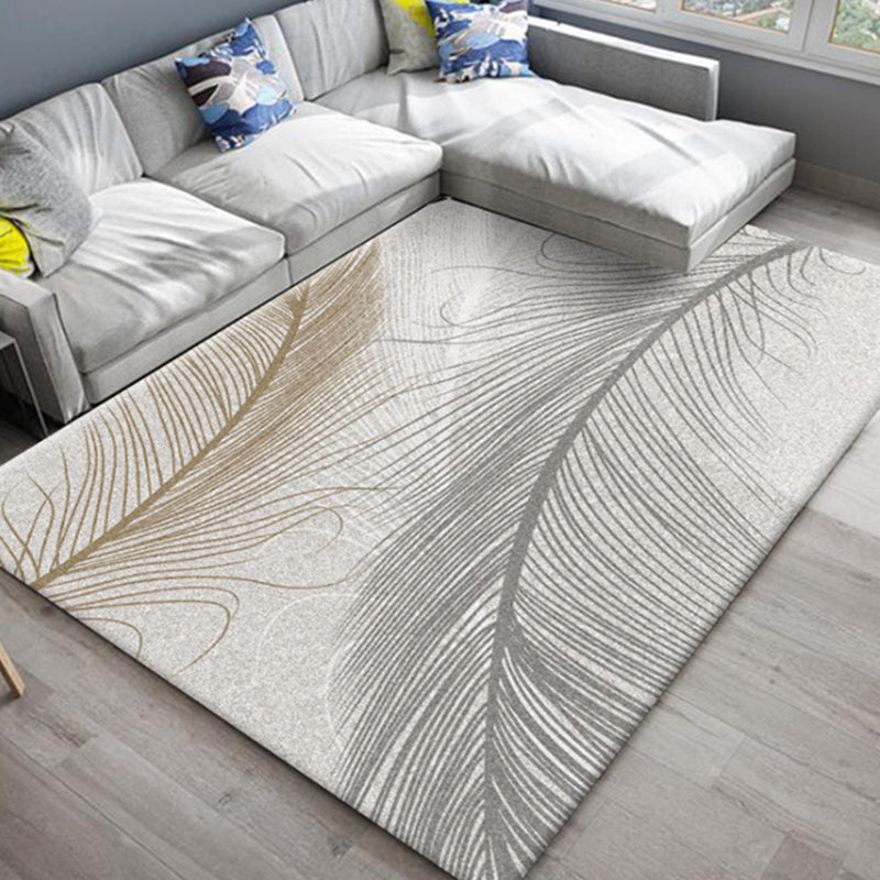 Skorter | Chic Oriental Rug Polyester Flower Botanical Rug Non-slip Machine Washable Pet-friendly Carpet for Living Room