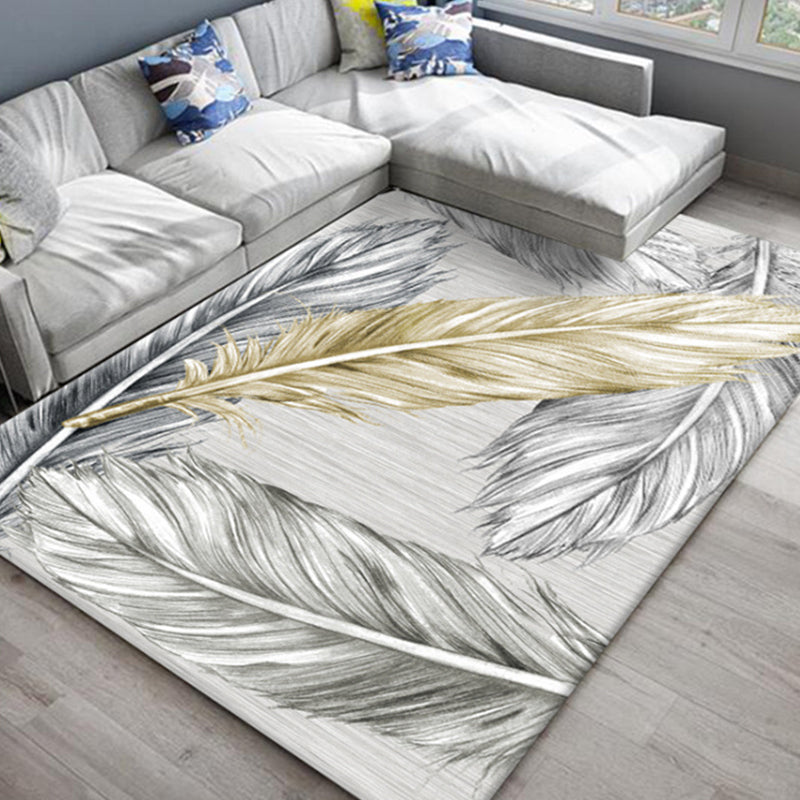 Skorter | Chic Oriental Rug Polyester Flower Botanical Rug Non-slip Machine Washable Pet-friendly Carpet for Living Room