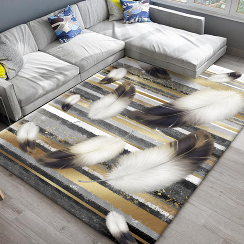 Skorter | Chic Oriental Rug Polyester Flower Botanical Rug Non-slip Machine Washable Pet-friendly Carpet for Living Room