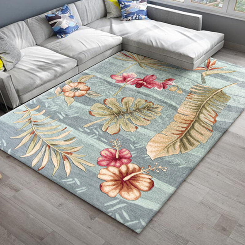 Skorter | Chic Oriental Rug Polyester Flower Botanical Rug Non-slip Machine Washable Pet-friendly Carpet for Living Room