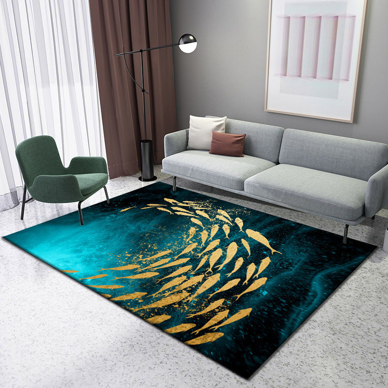 Skorter | Enchanting 3D Natural Scene Rug Multicolor Asian Rug Synthetic Pet Friendly Stain Resistant Nonslip Back Rug for Living Room