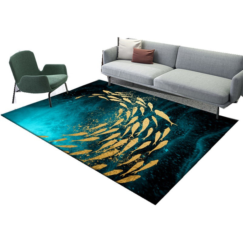 Skorter | Enchanting 3D Natural Scene Rug Multicolor Asian Rug Synthetic Pet Friendly Stain Resistant Nonslip Back Rug for Living Room