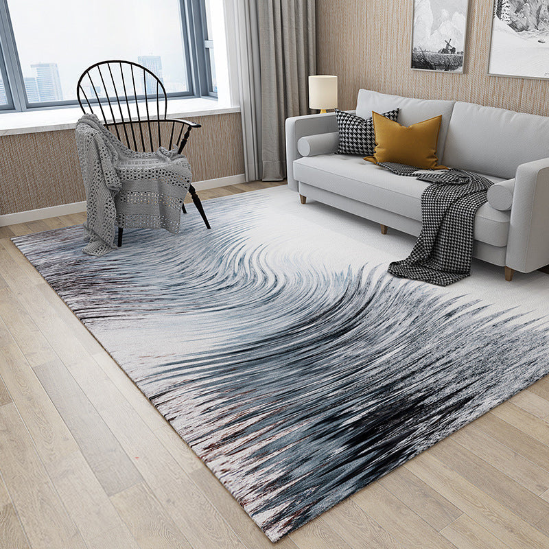 Skorter | Cyberpunk Abstract Lines Print Rug Multi-Color Polypropylene Rug Stain Resistant Anti-Slip Pet Friendly Carpet for Home