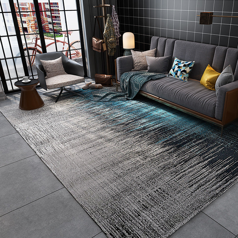 Skorter | Cyberpunk Abstract Lines Print Rug Multi-Color Polypropylene Rug Stain Resistant Anti-Slip Pet Friendly Carpet for Home