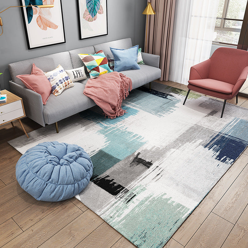 Skorter | Chic Postmodernism Area Rug Multi Colors Steampunk Carpet Synthetic Pet Friendly Stain Resistant Non-Slip Backing Rug for Home