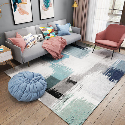 Skorter | Chic Postmodernism Area Rug Multi Colors Steampunk Carpet Synthetic Pet Friendly Stain Resistant Non-Slip Backing Rug for Home