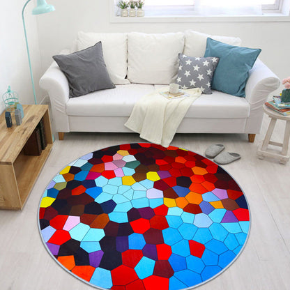 Skorter | Creative Boys Bedroom Rug Multi Colors Optical Illusion Rug Polypropylene Non-slip Pet-friendly Washable Rug