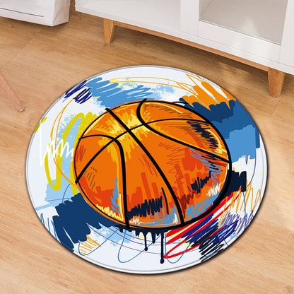 Skorter | Creative Sports Ball Print Carpet Multi-color Modern Carpet Polyester Stain Resistant Non-slip Back Machine Washable Rug for Boys Room
