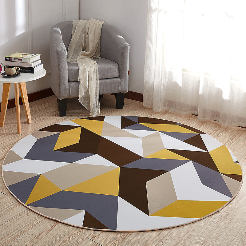 Skorter | Cool Multi-Colored Novelty Rug Synthetic 3D Illusion Rug Machine Washable Non-Slip Pet-Friendly Rug for the Living Room