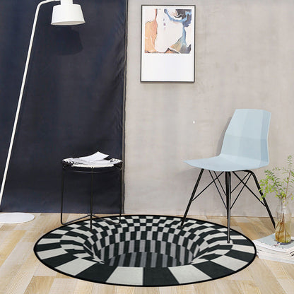 Skorter | Creepy Hole 3D Illusion Rug Black and White Modern Rug Polypropylene Pet-Friendly Antiskid Dirt-Resistant Rug for Living Room